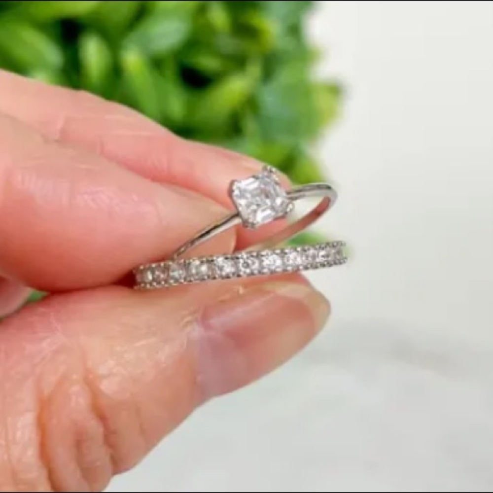 925 Sterling Stamped Silver | CZ Diamond Stacking Ring | Dainty Minimalist